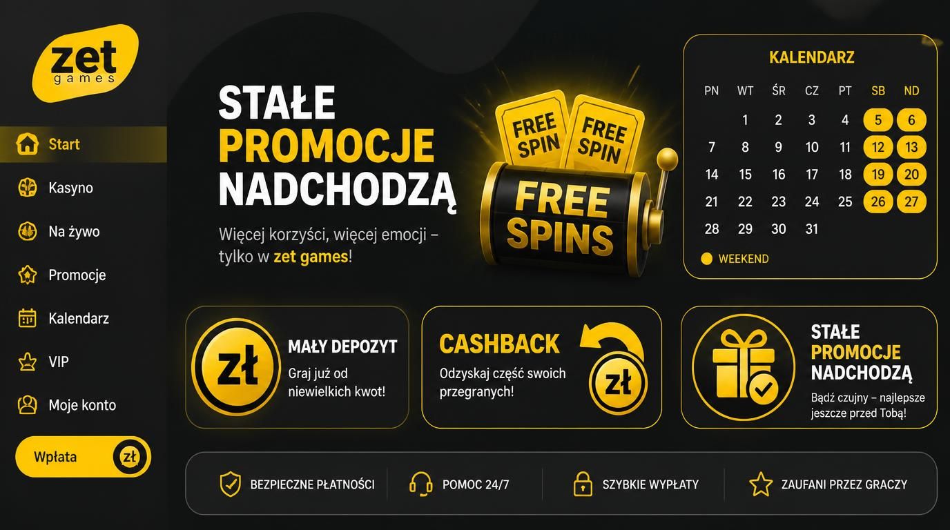 Ilustracja ofert kasynowych takich jak free spiny, cashback i promocje weekendowe przy niewielkim wkładzie.