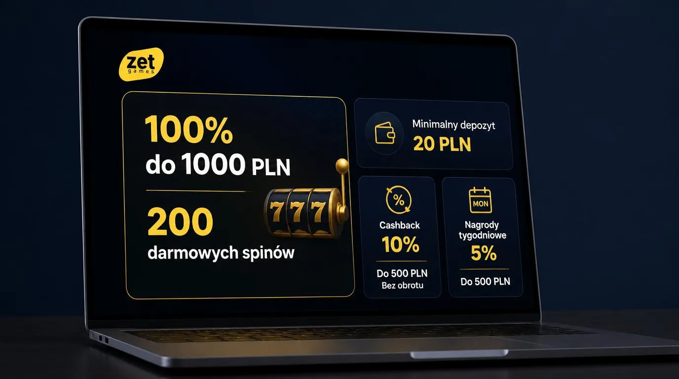Panel promocji z kartami cashbacku 10% i nagród tygodniowych 5% oraz kalendarzem z zaznaczonym poniedziałkiem